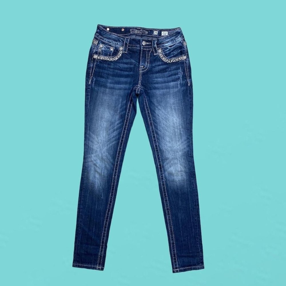 Miss Me Relaxed Rhinestone Skinny Jeans